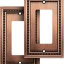 Henne Bery Sunken Pearls Heavy Duty Decorative Wall Plate Switch Plate Outlet Cover (Single Decorator, 2 Pack, Antique Copper)