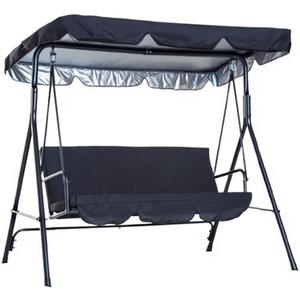 Swing Canopy Replacement Top, 3 Seat Outdoor Patio Swing Canopy Replacement Cover for Porch Patio Garden Seat (Black/76 * 49 * 5.9)
