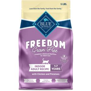 Blue Buffalo Freedom Chicken Adult Grain-Free Indoor Dry Cat Food, 5 lb | Supports Healthy Digestion, Antioxidant-Rich LifeSource Bits (EXP 04/25/27)