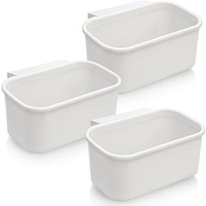 DEAYOU 3 Pack Hanging Cup Holders, Utility Rolling Cart Accessories, Hanging Storage Basket, Pencil Holder Makeup Organizers for Art Craft Supplies, Home, Kitchen, Office, White, 10.2''x5.5''x4.7''