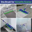 Floor Scrub Brush with Long Handle: 3 in 1 Heavy-Duty Floor Scrubber Brush with Squeegee for Cleaning Tile Bathroom Deck Kitchen Patio - Blue