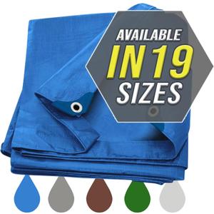 Large Waterproof Tarp Thick Poly Tarpaulin Ideal for Canopy Tents, Boats, RV or Pool Covers - Multipurpose Protective Tarps with Grommets for Indoor and Outdoor Use | 8' x 10' (Blue-lightweight Protection)