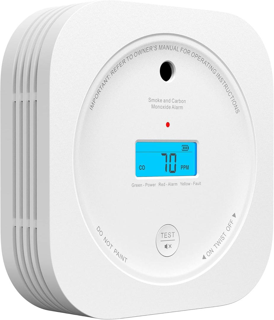 AEGISLINK Smoke and Carbon Monoxide Detector 10-Year Lifespan with Replaceable Battery, Photoelectric Fire Alarm and Electrochemical CO Alarm with Test/Silence Button, SC200, 1-Pack