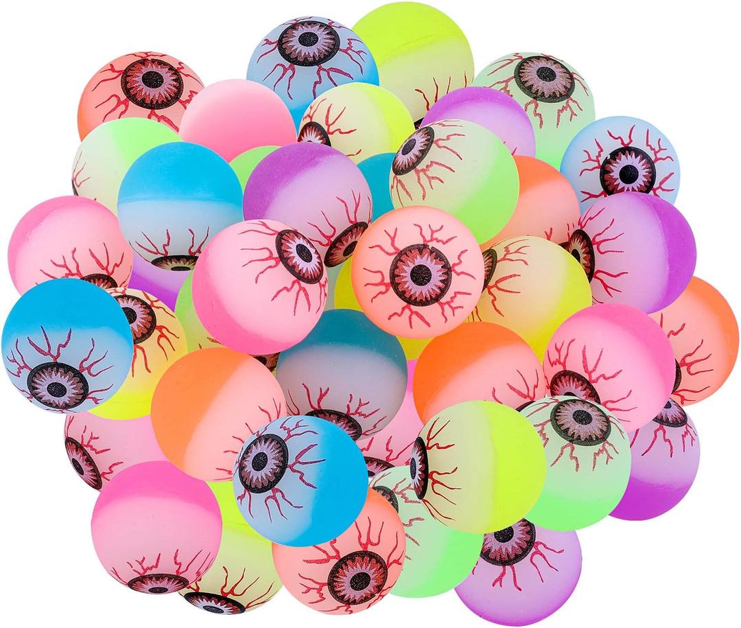 URATOT 36 Pieces Halloween Glow in The Dark Bouncy Eyeballs Halloween Toys Bouncing Eyeballs for Halloween Game Rewards, Trick or Treating Favors