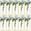 10 pcs 39.38 inch/100cm Gold Flower Stand Metal Vase Column Geometric Centerpiece Stands, Wedding Centerpieces Floor Vases Rectangular Flower Display Rack for Wedding, Party Decoration