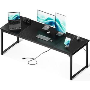 Coleshome 71 Inch Computer Desk with USB Ports, Large Office Desk, Long Study Student Writing Desk, Black