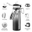 GOSWAG Insulated Sports Water Bottle, 24oz 2 Lids(with Straw/No Straw), Stainless Steel Water Bottles with Paracord Handle, Insulated Thermos with Double-Wall Vacuum Insulation (Gray-Black Ombr)