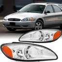 2PCS Headlights Assembly For 2000 2001 2002 2003 2004 2005 2006 2007 Ford Taurus SE SEL LX Sedan Replacement Headlamps For Models Without Centennial Edition FO2502169 FO2503169