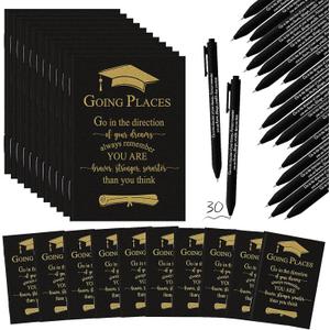 Kosiz 60 Pcs 2026 Graduation Gifts Bulk Motivational Kraft Notebooks Ballpoint Pens Inspirational Mini Journal Bamboo Plastic Retractable Pen for Class of 2026 College Grad Gifts (Black)