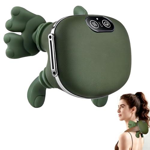 DR.BUNORDLE Neck Massager with Finger Kneading, Deep Tissue Neck & Shoulder Massager, 4D Palm-Kneading Massage with Heat, Wearable Strap, Gentle Warmth for Stress & Tension Relief