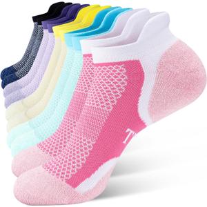 Trusiel Women Ankle Compression Athletic Running Socks No Show Low Cut 5 Pairs (9.5-12, Aura Dawn Heavyweight Multicolor 5 Pairs)