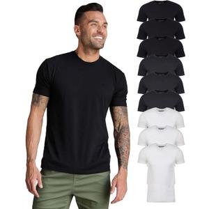 INTO THE AM Men's T-Shirts Soft Cotton Blend Crew Neck Tee S -  Athletic Fit Plain Basic T-Shirt for Men (9-pack - Black/Black/Black/Charcoal/Charcoal/Charcoal/White/White/White, XL)