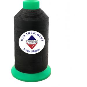 Sissewpro 8oz UV Resistance Tex90 Bonded Polyester Thread 92 Heavy Duty Outdoor Marine Upholstery Thread for Sewing Machines,Awnings,Boat Covers,Furniture, Car Seats,Sails,Vinyl,Canvas 2350ydsBK