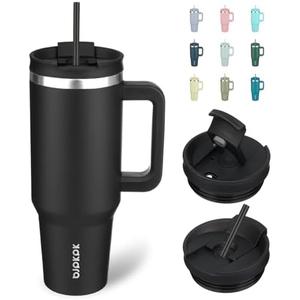 BJPKPK 40 oz Tumbler With Handle Insulated Tumblers With Lid And Straw Stainless Steel Thermal Cup,Black