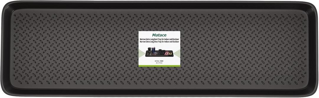 Matace 1 Pack Rubber Extra Large Shoe Tray for Entryway,Long Boot Tray,Slim Boot Mat for Indoor and Outdoor Use,16x55 in, Rectangular (Pack of 1)