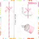 Potchen 100 Pcs Bow Straws Bulk Disposable Paper Bow Striped Drinking Straws for Graduations Cake Decorations Birthday Bridal Shower Wedding Bachelorette Baby Shower Party Supplies (Pink)