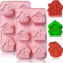 BENEKIY 2 Pack 3D Christmas House Silicone Molds Gingerbread House Soap Moulds Tray 6 Cavity Non-stick Baking Molds for Chocolate Cake Dessert Candy Mousse Pastry Handmade Soap