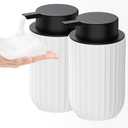 Ceramic Foaming Soap Dispenser, 12 oz Bathroom Foam Hand Soap Dispenser, Refillable Lotion Soap Dispenser with Removable Pump for Kitchen Hand Wash Dispenser, Modern Home Decor(2Pack-White)