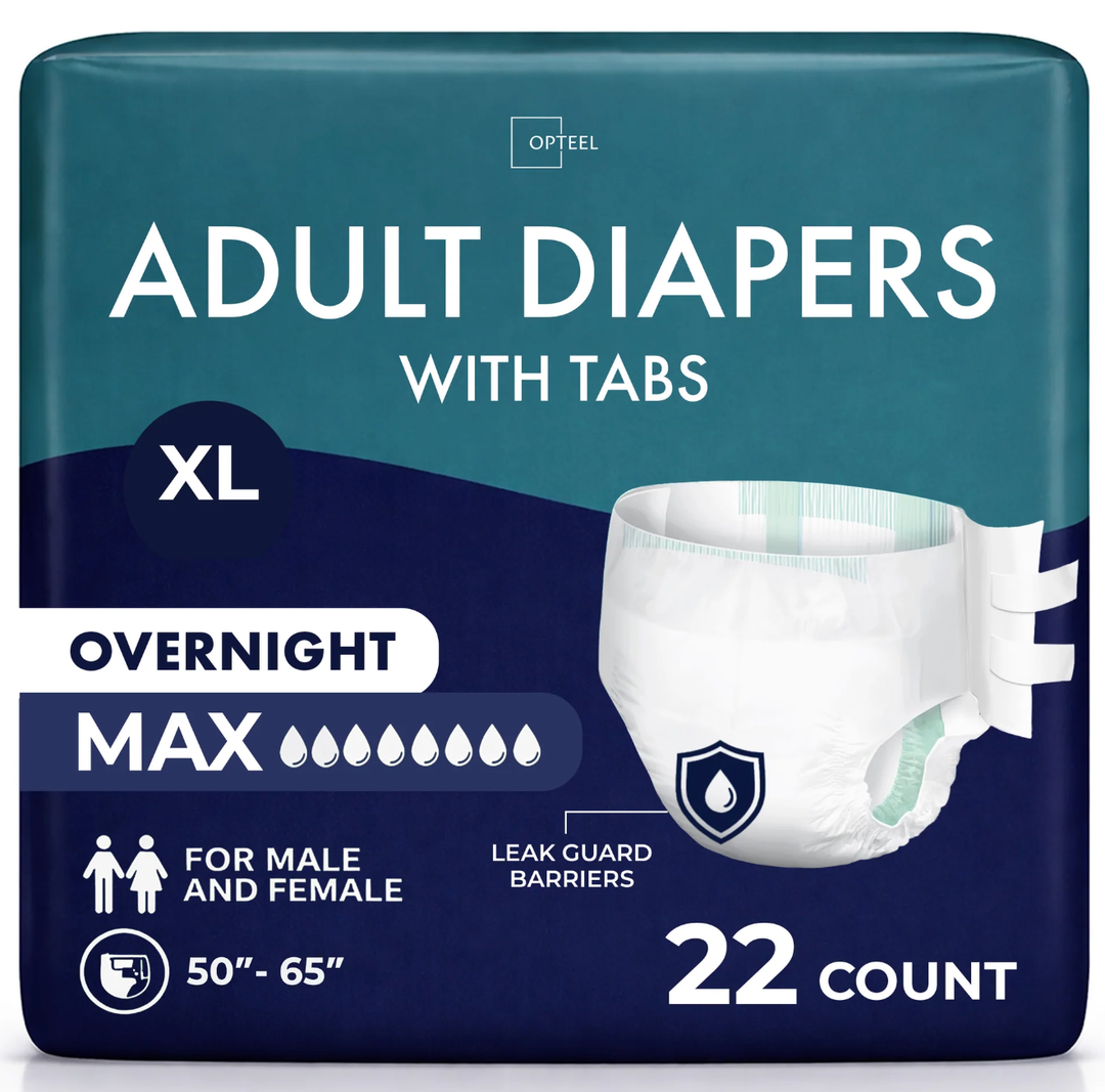 Adult Diapers with Tabs for Men & Women – Maximum Absorbency Incontinence Briefs, 3pk of 22PCS