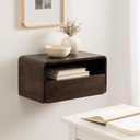 Kate and Laurel Kato Modern Mango Wood Floating Side Table with Drawer, 18 x 10 x 9, Dark Brown, Contemporary Wooden Floating Nightstand for Bedroom Bedside Table or Living Room Wall Storage