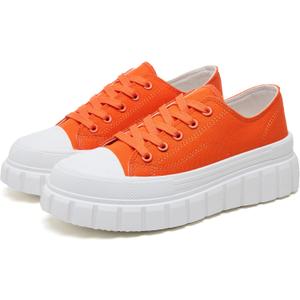 yageyan Womens Platform Sneakers Canvas Shoes for Women White Low Top Classic Casual Tennis Shoes (Orange06)