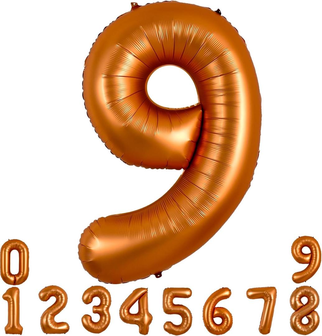 TONIFUL 40 Inch Orange Large Numbers Balloon 0-9 Birthday Party Decorations,Big Number 9 Foil Balloon Digital 9 for Birthday Party,Wedding, Bridal Shower,Engagement,Graduations,Anniversary,Baby Shower