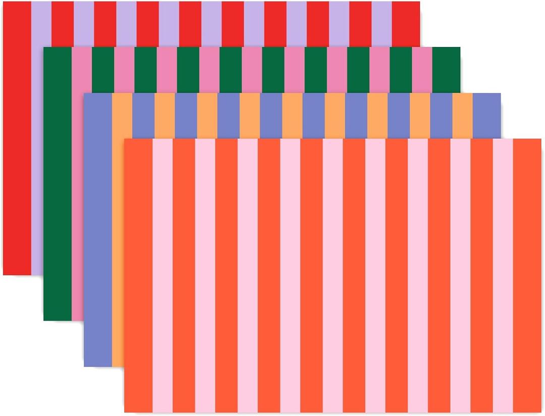 60 Pcs Stripe Paper Placemats Table Mats 11 x 17 Inch Summer Disposable Decorative Rectangle Place Mats for Dining Table Setting Wedding Birthday Party Supplies