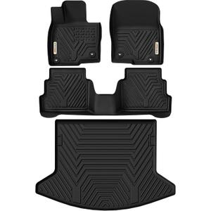 YITAMOTOR Floor Mats & Cargo Liner Fit for Mazda CX-5 2017-2021, TPE All Weather Custom Fit Floor Liners for Mazda CX5, 1st & 2nd Row and Trunk Liner Car Mats Set Accessories, Black