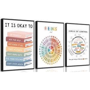 VVL 3Pcs Mental Health Wall Art Boho Inspirational Classroom Posters Artwork Quotes Office Painting Pictures Wall Decor for School Classroom Office Home Decoration 16x24In Unframed