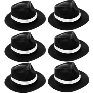 Jiuguva 6 Pcs Gangster Hat Plastic Gentlemen Hats Gangster Costume for Adult 1920s Accessories Party Decorations Men Women