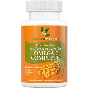 SEABUCKWONDERS Organic Sea Buckthorn Oil Omega-7 Complete, 60 Softgels, 30 Day Supply, with Omega 3, 6 & 9, Supports Hair, Skin & Nails, 100% Pure with Zero Filler Oil, EXP: 11/2029