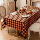 Joyfol Day Halloween Orange Buffalo Plaid Tablecloth - 55x86 Inch Rectangle Washable Checkered Table Cover, Fall & Thanksgiving Decor for Holiday Parties