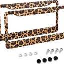 Leopard Print License Plate Frames Cheetah Print car Accessories Leopard License Plate Covers Cheetah License Plate Holders tag Frame for Women 12.3 X 6.3 Inch