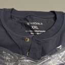 Men's Loose Fit Heavyweight Work Long Sleeve Henley T-Shirts Workwear Pocket Tee (Blue, XXL)