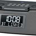 Sangean RCR20 AM/FM Clock Radio with Bluetooth, Auxin, USB Phone Charging, Digital Tuning, Battery Backup, Black