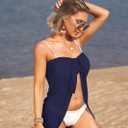 Ekouaer Women's Sarongs Short Sheer Bikini Skirt Wrap Beach Pareo Chiffon Swimsuit Cover Up S-XXL (Navy Blue)