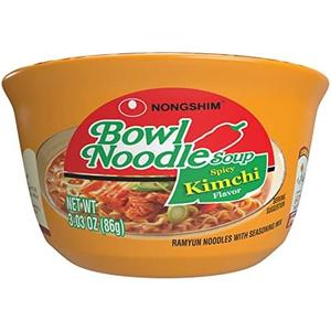 Nongshim Ramen Noodles, Gourmet Instant Ramen bowl, Premium Microwavable Noodle Soup, Kimchi, 3.03 Ounce (Pack of 12) Best Before 05/19/2026 