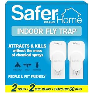 Safer Home Indoor Plug-in Fly Trap - SH502-2SR - Effective Fruit Fly Traps for Indoors, Gnat Traps for House Indoor, 800 Total Sq Ft Protection - 1 Devices + 1 Glue Cards, 1 Piece