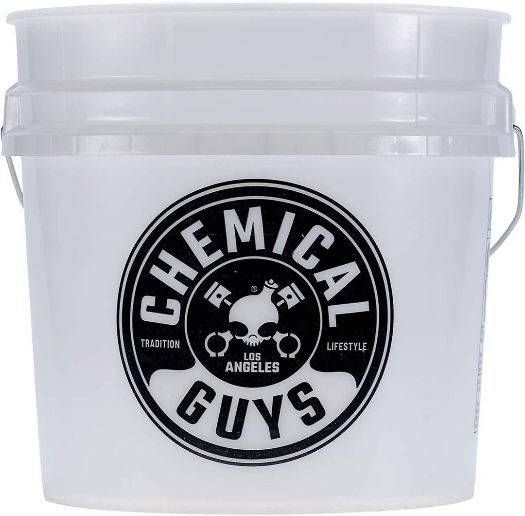Chemical Guys Heavy Duty Ultra Clear Detailing Bucket, 4.5 Gal, Plastic, White, Cylinder, Automotive