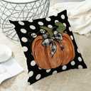 Fall Pillow Covers 18x18 Set of 2 Autumn Black Polka Dot Orange Pumpkin Throw Pillow Covers Outdoor Decor Thanksgiving Decorations Pumpkin Farmhouse Decorative Cushion Covers for Home Couch