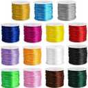 Ewparts 15 Rolls Satin Nylon String for Bracelets Making 1.5mm Satin Rattail Cord for Beading, Kumihimo,Necklace,Macrame Craft, Keychains Lanyards, Jewelry Making,Bracelet Silk String