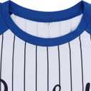 Womens Striped Baseball Shirt 3/4 Sleeve Raglan Crewneck Patchwork Ladies Baseball Mom Tops Blue M (M)