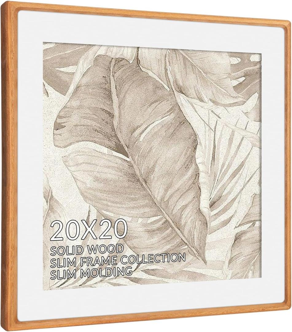 20x20 Picture Frame, Puzzle Frame for Wall, Wood Frame Brown Picture Frame for 20 x 20 Square Picture Poster Photo, Wood Gallery Poster Frame, 20x20, Brown