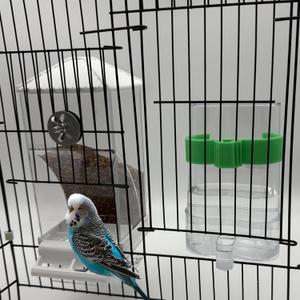 No Mess Bird Feeder Water Dispenser Set, Automatic Bird Feeder for Cage Transparent Acrylic Food Container Drinker Cage Accessories Parakeet Cockatiel Lovebird Finch (White)