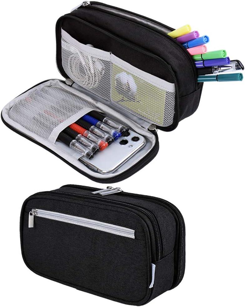 Chelory Big Pencil Case Large Capacity Pencil Bag Pouch High Storage Pen Holder Marker Makeup Bag for Office Desk Supplies Stationery Organizer Adults (Black)