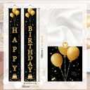 Birthday Door Banner 12x71 Inch Gold Black Happy Birthday Vertical Letters Party Door Decoration Black and Gold Birthday Welcome Porch Sign Wall Hanging Celebration Backdrop (Colorful#4)