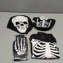Halloween skeleton costume kids,glow in the dark skeleton costume on both sides Skuller candy bag for boys and grils (Medium, Black)