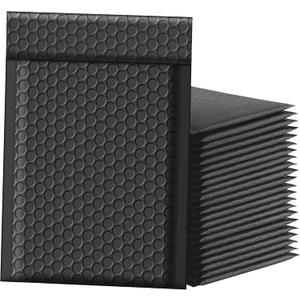 Famagic Bubble Mailers 4x8 Inch 50pc Black Shipping Bags, Chic Packaging Bags For Small Business, Colored Padded Mailing Envelopes,Opaque Matte Self Seal Bubble Poly Mailers Bulk #000