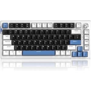 MageGee SKY81 75% Wireless Gasket Mechanical Gaming Keyboard, Hot Swappable RGB Custom Creamy Keyboard w/ 5-Layer Padding, BT/2.4G/USB-C, Knob Control, NKRO for Win/Mac (Mecha, Blue Whale Switch)