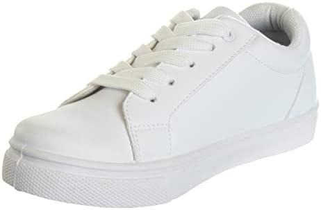 Boys Girls Shoes -Unisex Athletic Casual Dress Kids School Uniform Loafer Oxford Canvas Tennis Sneakers, White (Little Kid/Big Kid, Size 3)